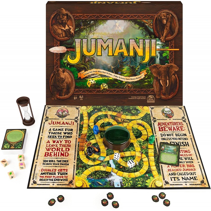 Jumanji The Game The Classic Scary Adventure Family Board Game Based on the Action-Comedy Movie for Kids and Adults Ages 8 & ...