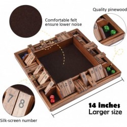 14 Inches 4-Way Shut The Box Dice Board Game (2-4 Players) for Kids & Adults [4 Sided Large Wooden Board Game 8 Dice + Shut-T...