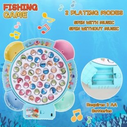 Magnetic Fishing Game Toys Rotating Board Game with Music Including 45 Fishes and 8 Fishing Poles Party Game Toys for Kids Ag...