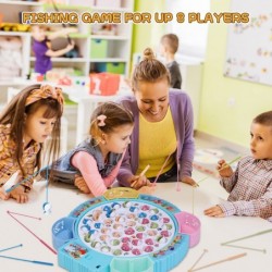 Magnetic Fishing Game Toys Rotating Board Game with Music Including 45 Fishes and 8 Fishing Poles Party Game Toys for Kids Ag...