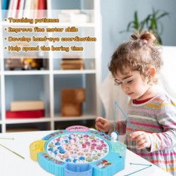 Magnetic Fishing Game Toys Rotating Board Game with Music Including 45 Fishes and 8 Fishing Poles Party Game Toys for Kids Ag...