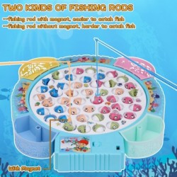 Magnetic Fishing Game Toys Rotating Board Game with Music Including 45 Fishes and 8 Fishing Poles Party Game Toys for Kids Ag...