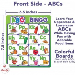 Alphabet and Number ABC and 123 Bingo Board Game for Kindergarten and Preschool Kids Learn to Read Fun and Cute Foods Version...