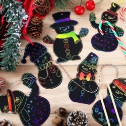 Christmas Scratch Paper Art Set Rainbow Color Snowman Tree Magic Card Decorations Kid’s Party Favors Craft Supplies Puzzle Ho...