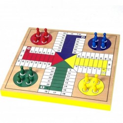 12 inches Wooden Ludo Board Game - Snakes and Ladders 2 in 1 Reversible 1-4 Players Family Dice Games Set for Kids Adults Cla...