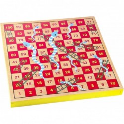 12 inches Wooden Ludo Board Game - Snakes and Ladders 2 in 1 Reversible 1-4 Players Family Dice Games Set for Kids Adults Cla...