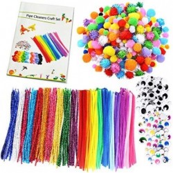 Pipe Cleaners Craft Set with DIY Tutorial Included 200Pcs Multicolor Pipe Cleaners Chenille Stems 200Pcs Pom Poms 200Pcs Self...