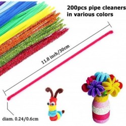 Pipe Cleaners Craft Set with DIY Tutorial Included 200Pcs Multicolor Pipe Cleaners Chenille Stems 200Pcs Pom Poms 200Pcs Self...