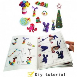 Pipe Cleaners Craft Set with DIY Tutorial Included 200Pcs Multicolor Pipe Cleaners Chenille Stems 200Pcs Pom Poms 200Pcs Self...