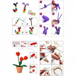 Pipe Cleaners Craft Set with DIY Tutorial Included 200Pcs Multicolor Pipe Cleaners Chenille Stems 200Pcs Pom Poms 200Pcs Self...