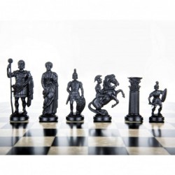 Plastic Chess Pieces RomanLegion 3 3/4" 9 6 cm Black & Gold - Weighted Felted $49.46 Board Games