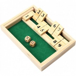 Shut The Box Game Double-Sided Classic 9 Number Wooden Set with Dice Green- Adults and Children $19.59 Board Games