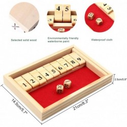 Shut The Box Game Double-Sided Classic 9 Number Wooden Set with Dice Green- Adults and Children $19.59 Board Games