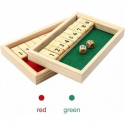 Shut The Box Game Double-Sided Classic 9 Number Wooden Set with Dice Green- Adults and Children $19.59 Board Games