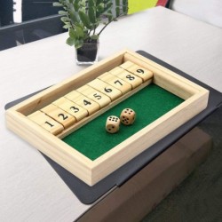 Shut The Box Game Double-Sided Classic 9 Number Wooden Set with Dice Green- Adults and Children $19.59 Board Games