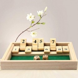 Shut The Box Game Double-Sided Classic 9 Number Wooden Set with Dice Green- Adults and Children $19.59 Board Games