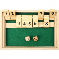 Shut The Box Game Double-Sided Classic 9 Number Wooden Set with Dice Green- Adults and Children $19.59 Board Games