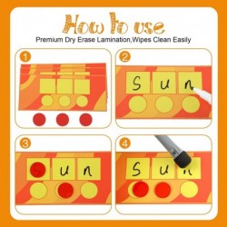 Sound Box Mats and Chips 24 Pcs Dry Erase Mats and 84 Pcs Chips Phonemic Awareness Phonics Games Reading Games EZread Sound B...