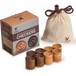 Husaria Wooden Italian Style Checker Pieces with Stackable Ridges and Drawstring Pouch 40 Pieces $60.84 Board Games