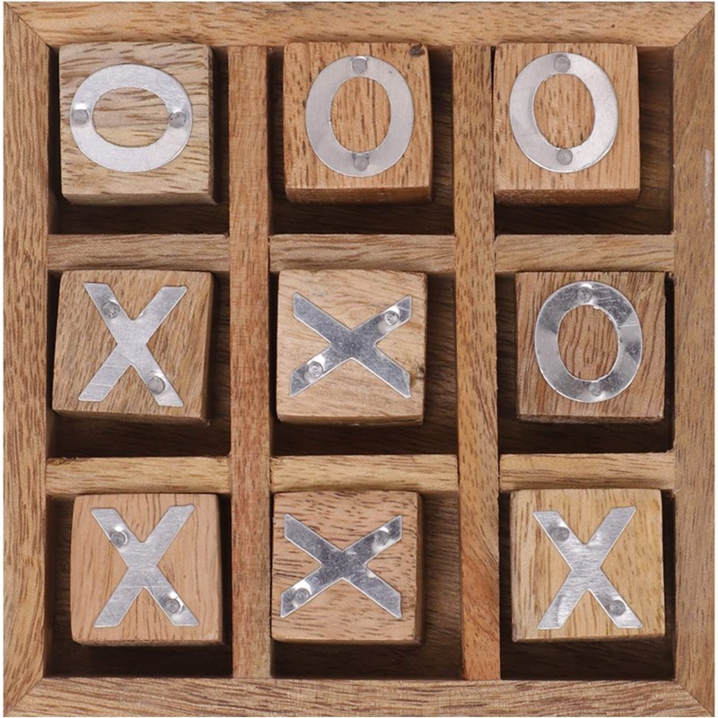 Premium Hand Carved Wooden Tic Tac Toe Game for Kids 7 and Up Home Decor for Living Room Antique Design Ideal Gift for Kids A...