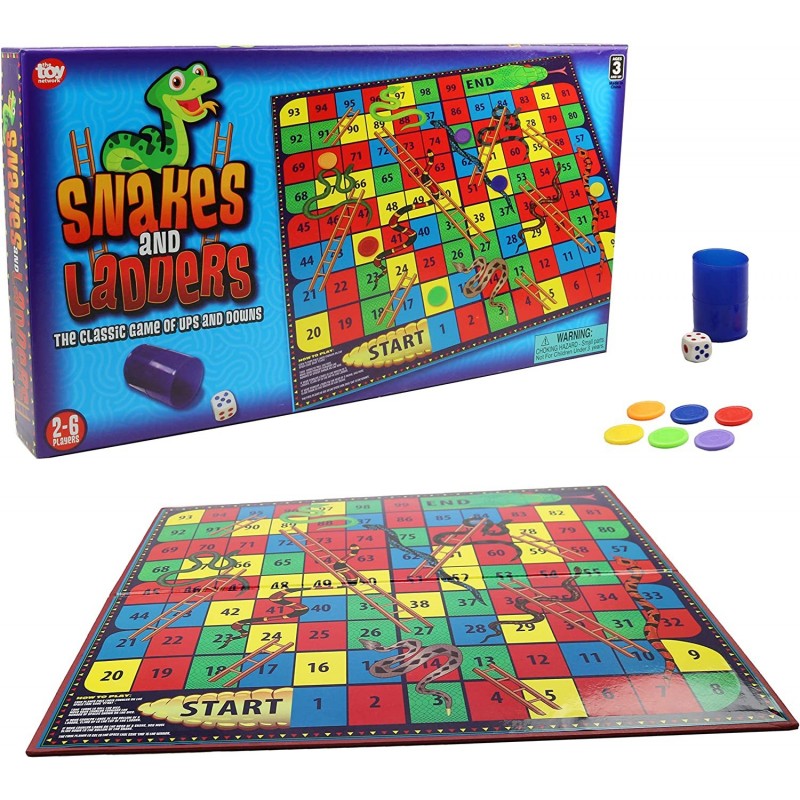 Snakes and Ladders Board Game for All Ages - Fun Family Games Snakes and Ladders for 2-6 Players $24.22 Board Games