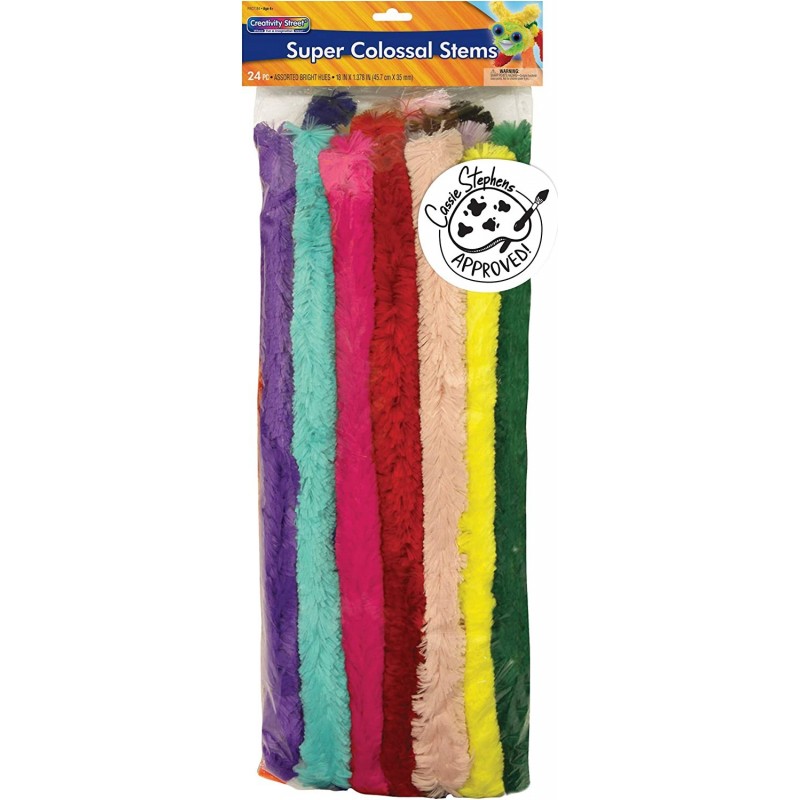 Super Colossal Stems Assorted Bright Hues 18" x 35mm 24 Pieces $40.17 Craft Pipe Cleaners