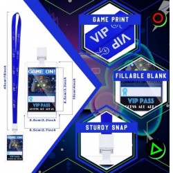 24 Pieces VIP Video Game Pass Holder with Lanyard Video Game Party Favors VIP Party Pass Card Game on Tickets for Game Themed...