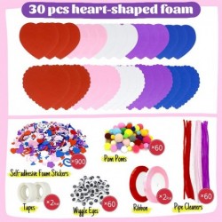 GP Life 30 Sets Valentines Day Crafts for Kids DIY Valentines Day Heart Craft Kits Include Pipe Cleaners Pom Poms Wiggle Eyes...