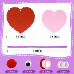 GP Life 30 Sets Valentines Day Crafts for Kids DIY Valentines Day Heart Craft Kits Include Pipe Cleaners Pom Poms Wiggle Eyes...