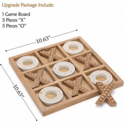 Tic Tac Toe Wood Board Game for Kids Family 10.6 Inch Rustic Wooden Coffee Table Decor Wood & White $62.91 Board Games