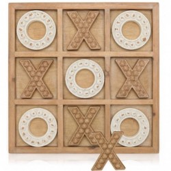 Tic Tac Toe Wood Board Game for Kids Family 10.6 Inch Rustic Wooden Coffee Table Decor Wood & White $62.91 Board Games