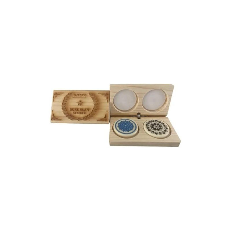 Sure Slam - Set of 2 Professional Carrom Board Striker with Wooden Box - for National & International Carrom Tournament Combo...