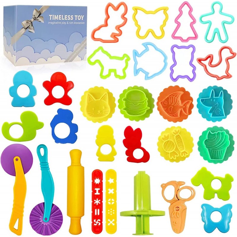 Dough Tools for Kids Dough Tools Kit Include Assorted Colors Dough Accessory Molds Rollers Cutters Scissors (Stamps) $16.10 K...