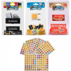 World's Smallest Games Bundle Set of 3 Boggle - Scrabble - Pictionary - Plus Emoji Sticker Set Miniature 5017H-5061-5021-Bund...