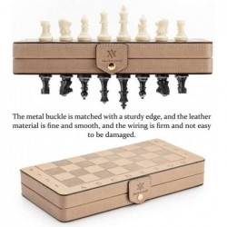 Magnetic Leather Travel Chess Set w/ Folding Chess Board Educational Toys for Kids and Adults - 10.2"(26cm) * 10.2"(26cm) Boa...