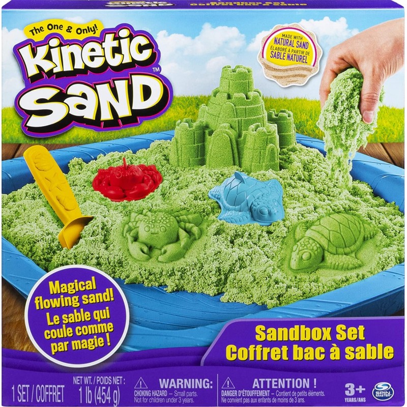 Kinetic Sand Sandbox Set Kids Toy with 1lb All-Natural Green and 3 Molds Sensory Toys for Kids Ages 3 and up $24.10 Kids' Art...