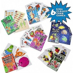 Kids Classic Card Games - Includes Old Maid Go Fish Slapjack Crazy 8's War and Silly Monster Memory Match- for Family Game Ni...