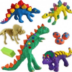 6 X Clay Dinosaurs - with Silicon Scale Stamp and Non-Dry Modeling Clay - Kids Dinosaur Arts and Crafts for Boys Age 5-8 Girl...