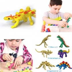 6 X Clay Dinosaurs - with Silicon Scale Stamp and Non-Dry Modeling Clay - Kids Dinosaur Arts and Crafts for Boys Age 5-8 Girl...