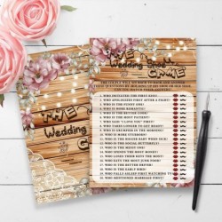 Bridal Shower Game Card Gift for Engagement Wedding Walnut Theme |The Wedding Shoe Game—30 Cards(X-05) $24.62 Card Games