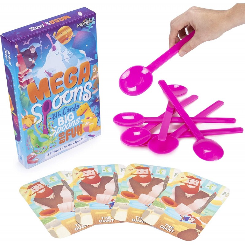 Mega Spoons: Giant Classic Matching Card Game - Fast Frenzied Family Night Party Game - Fully-Illustrated No Reading Required...