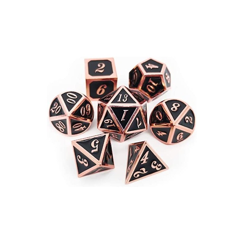 7PCS Metal Dice Copper Black D&D Dice Set for Dungeons and Dragons Gifts Games-Glossy Enamel Dice (Copper Black) $31.05 Card ...