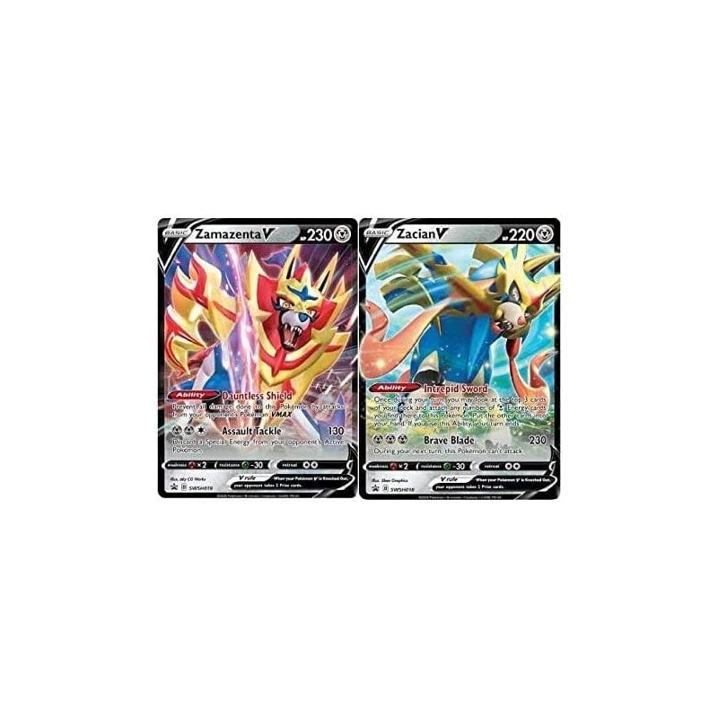 Pokémon Zacian V & Zamazenta V - 2 Card Lot - Holo Black Star Promo $17.64 Card Games