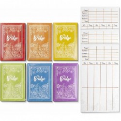 Let's Play Bridge | Complete Classic Card Game & Scorecard Bundle Set | 6 Unique Colorful Decks | Includes 100 Scorecards for...