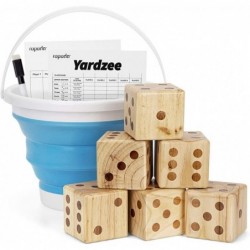 3.5" Giant Wooden Yard Dice Set for Outdoor Fun Barbeque Party Events Backyard Games Lawn Games Includes 6 Dice Collapsible B...