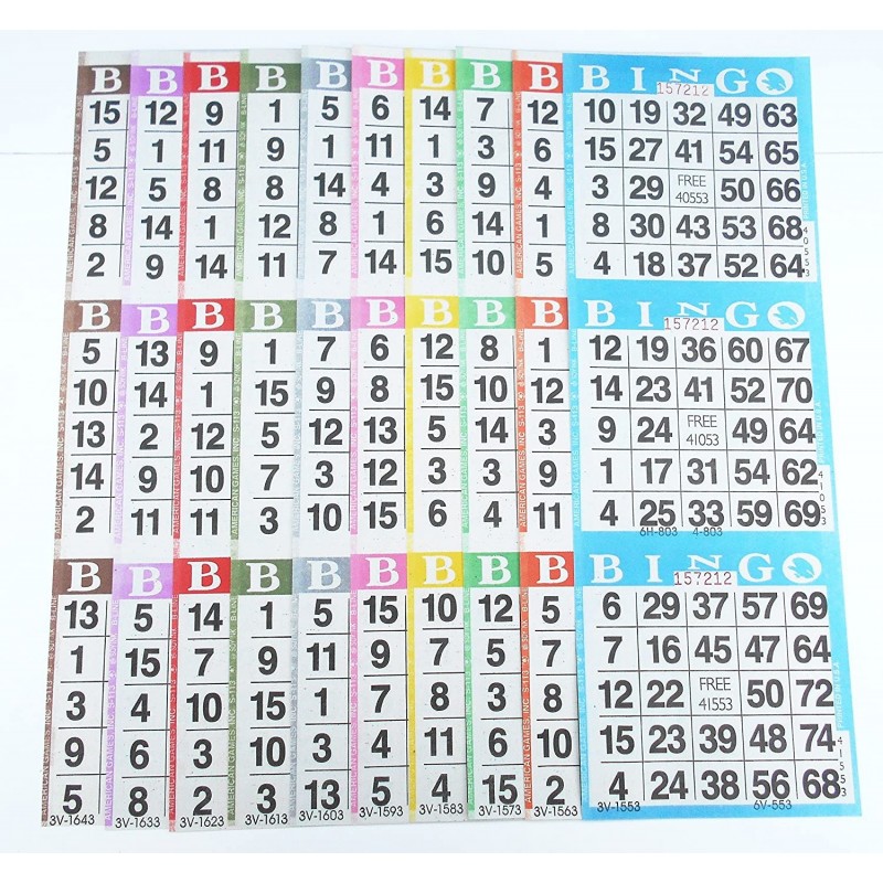 SmallToys Bingo Paper Game Cards - 3 Cards - 10 Sheets - 100 Books - 4 Inch by 12 Inch Size Disposable Sheet - Made in USA $4...