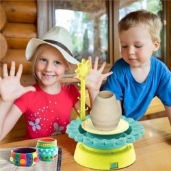 Buddy n Buddies- 2022 New Edition Pottery Studio Clay Pottery Wheel Craft Kit for Kids Age 8 and Up Air Dry Sculpting Clay an...