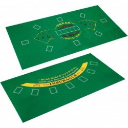 Double-Sided Poker Table & Blackjack Casino Mini Felt | Convenient Space-Saving 36" x 18" Roll-up Casino Gambling Tabletop Ma...