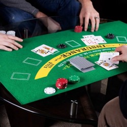 Double-Sided Poker Table & Blackjack Casino Mini Felt | Convenient Space-Saving 36" x 18" Roll-up Casino Gambling Tabletop Ma...