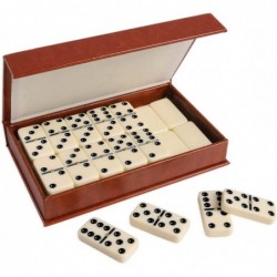 Dominoes Set Classic Tiles Game Set Double 6 Black Dot Dominoes with Leather Case $23.20 Domino & Tile Games